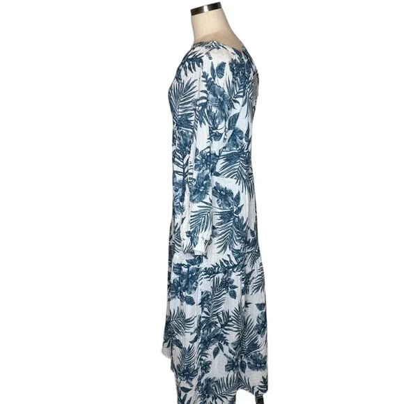 FELICITE Gauze Boyfriend Maxi Dress Navy Palm Print Size 2 US Small Vacay NWT‎ - Picture 5 of 9